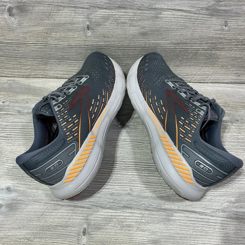 Brooks Glycerin 20 Mens Size 14 D Gray Orange Athletic Running Shoes Sneakers